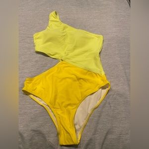 Neon Yellow Cut out One Piece - Size Medium NWOT